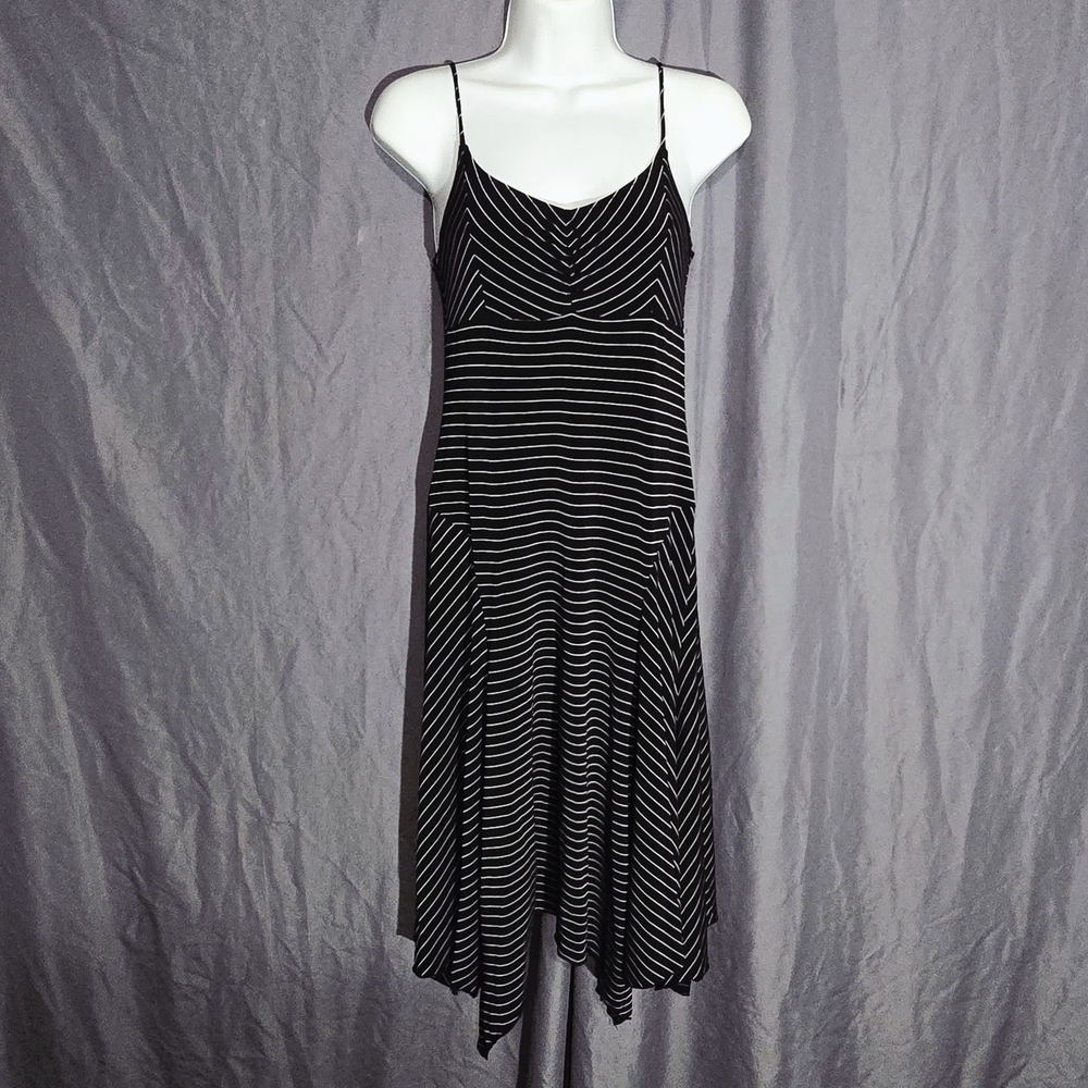 Misdemeanor Black White Striped Handkerchief Hem Cami Dress Y2K Goth Medium